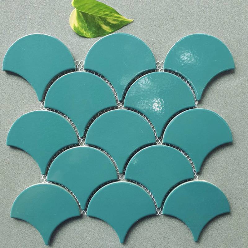 Gạch Mosaic vảy cá xanh đậm men bóng kt vỉ 230x240mm GP-FT118B4