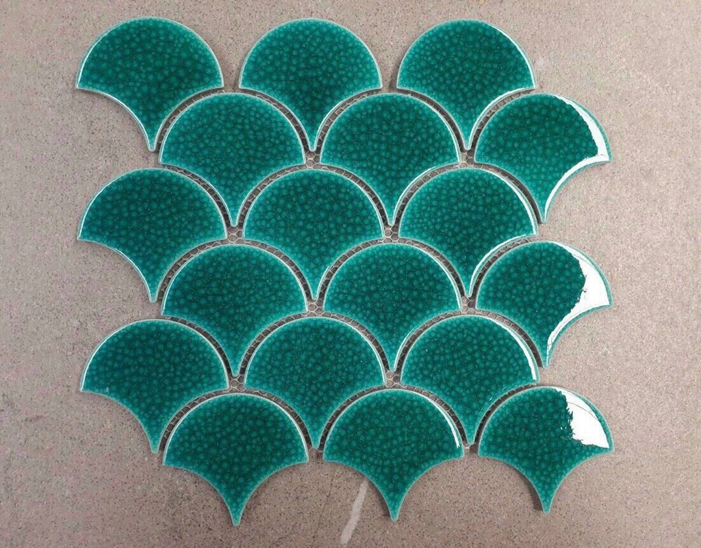 Mosaic vảy cá xanh rạn kt vỉ 273*290 XFB90011