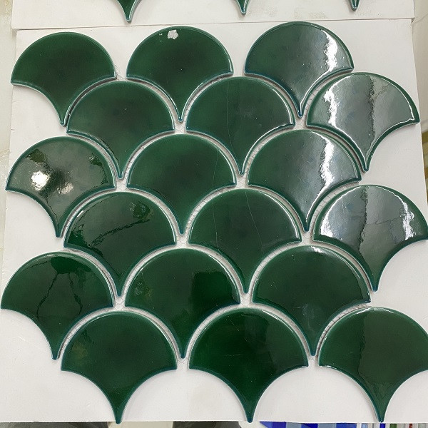 Gạch Mosaic vảy cá xanh men bóng GP-FT110GR