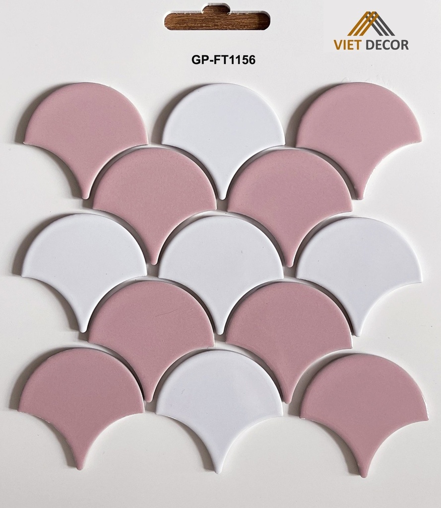 Gạch mosaic vảy cá mix trắng hồng GP-FT1156