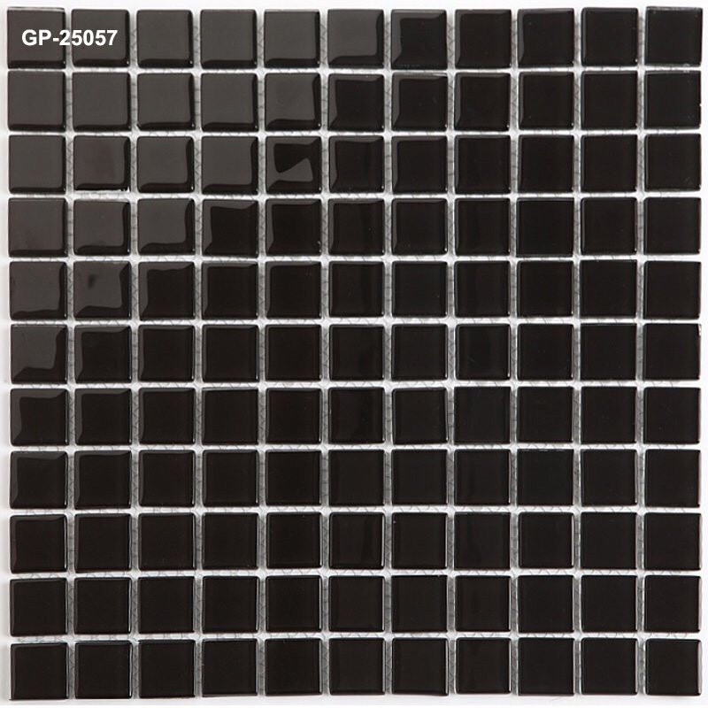 Gạch mosaic thủy tinh đen bóng 25x25x4mm MT25031