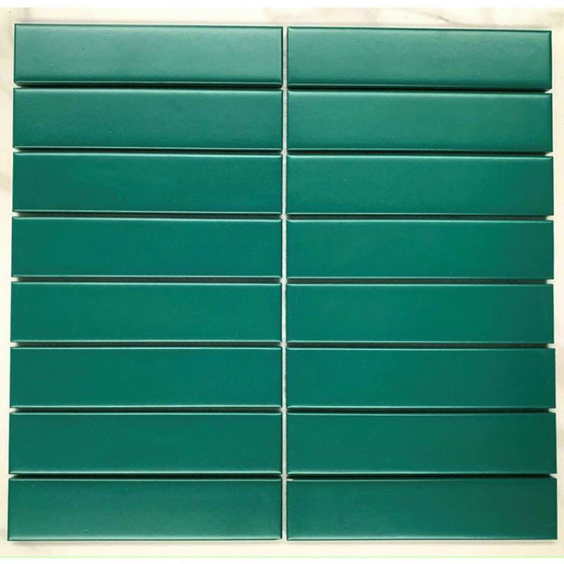 Gạch mosaic thẻ que xanh lá đậm kt 32*145mm 303