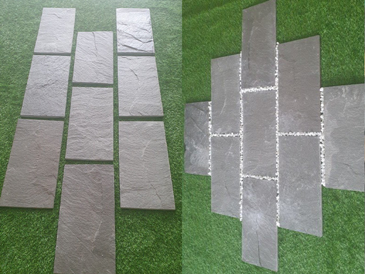 [Ref 2291] Đá bazan lát sân 30x60x2 xanh đn chẻ tay