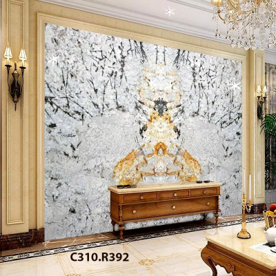 [TDV01] Tranh Đá Granite Màu Trắng Vân Đen Vàng TDV01