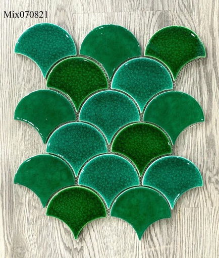 Gạch mosaic vảy cá xanh trộn - MGTT077