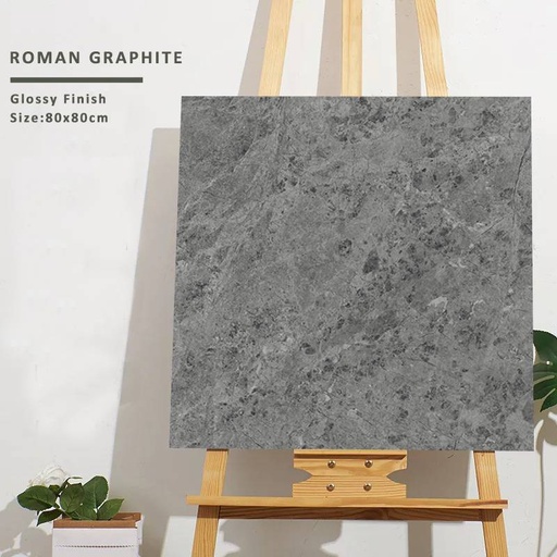 Gạch khổ lớn cao cấp nhập khẩu Ấn Độ men bóng 800x800mm [Roman Graphite_8080]