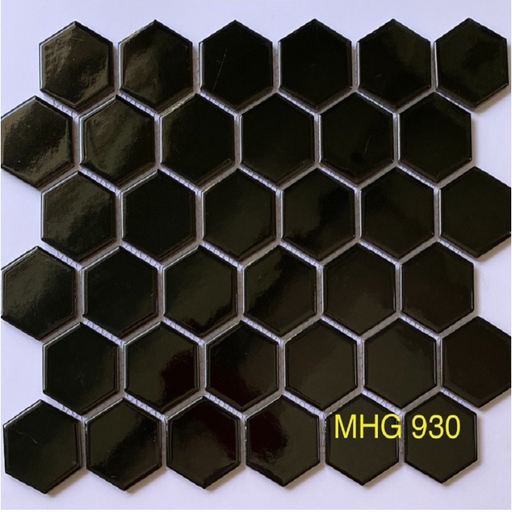 [MH930] Gạch Mosaic Lục Giác Đen Men Bóng MH930